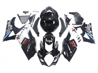 Suzuki GSXR 1000 Motorrad Verkleidung 2007-2008 - Glanzendes Schwarz Weiss West