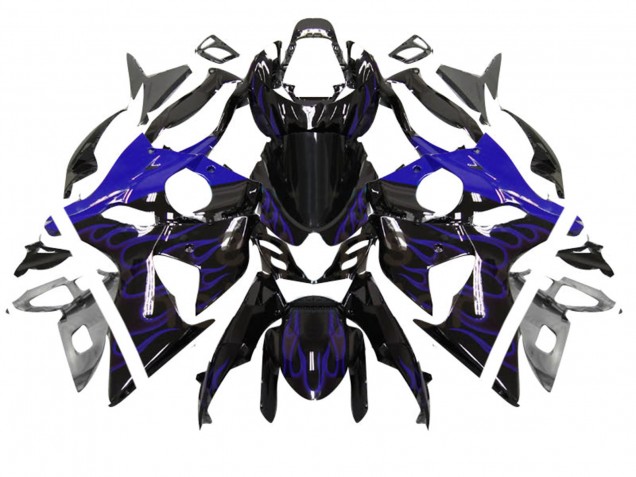 Suzuki GSXR 1000 Motorrad Verkleidung 2007-2008 - Glanzendes Schwarz Blau Flamme