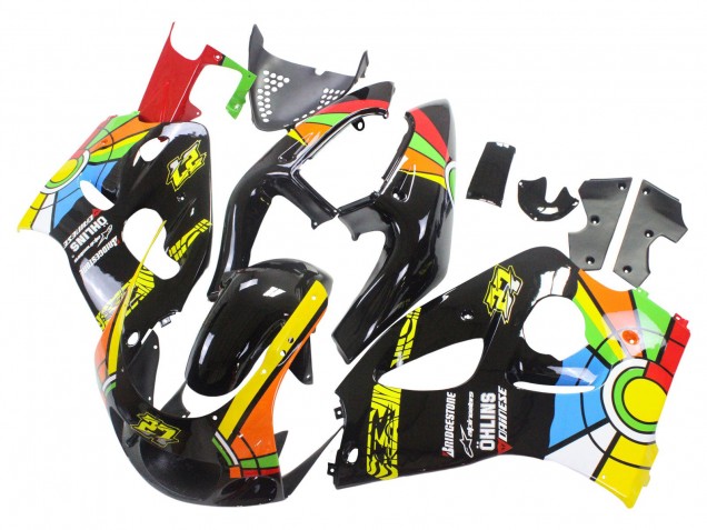 Suzuki GSXR 600 / GSXR 750 Motorrad Verkleidung 1996-2000 - Schwarz Mehrfarbig 27