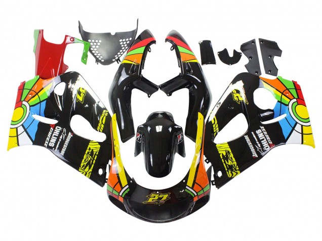 Suzuki GSXR 600 / GSXR 750 Motorrad Verkleidung 1996-2000 - Schwarz Mehrfarbig 27