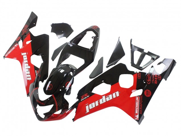 Suzuki GSXR 600 / GSXR 750 Motorrad Verkleidung 2004-2005 - Glanzendes Schwarz Rot Jordan Michelin