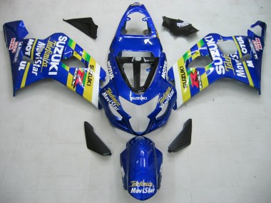 Suzuki GSXR 600 / GSXR 750 Motorrad Verkleidung 2004-2005 - Blau Weiss Gelb Grun Telefumica Motul MoviStar
