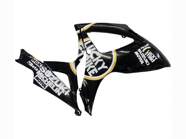 Suzuki GSXR 600 / GSXR 750 Motorrad Verkleidung 2006-2007 - Glanzendes Schwarz Weiss Motul Lucky Strike