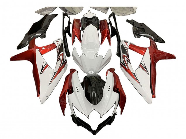 Suzuki GSXR 600 / GSXR 750 Motorrad Verkleidung 2008-2010 - Weiss Orange Glanzendes Schwarz