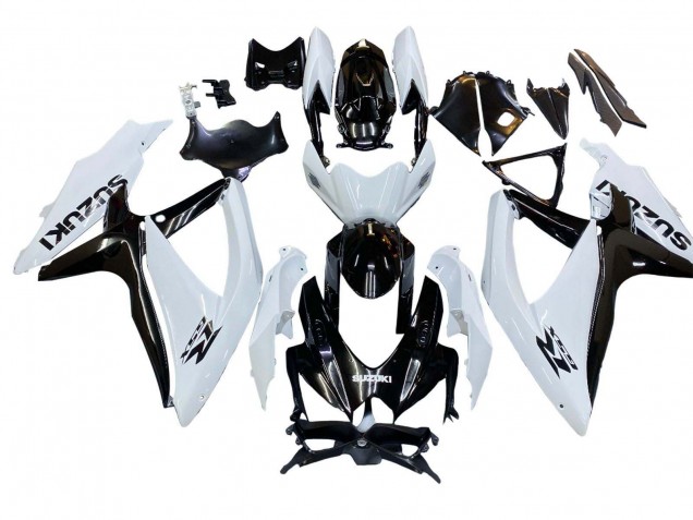 Suzuki GSXR 600 / GSXR 750 Motorrad Verkleidung 2008-2010 - Weiss Schwarz