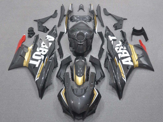 Yamaha YZF R3/R25 Motorrad Verkleidung 2019-2021 - Rot Gold Schwarz Carbonfaser Stil