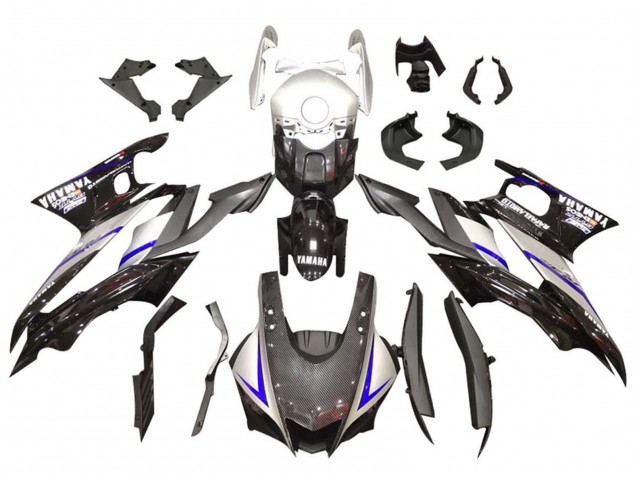 Yamaha YZF R3/R25 Motorrad Verkleidung 2019-2021 - Silber Glanzendes Schwarz Carbonfaser Stil