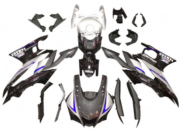 Yamaha YZF R3/R25 Motorrad Verkleidung Kit 2022-2024 - Silber Blau Schwarz Carbonfaser Stil