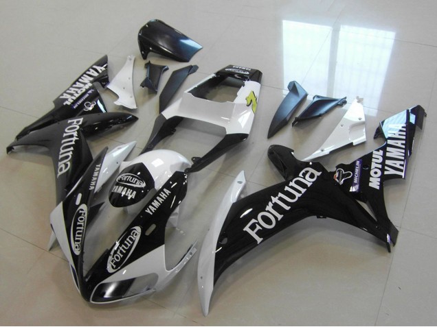 Yamaha YZF R1 Motorrad Verkleidung 2002-2003 - Weiss Glanzendes Schwarz Fortuna Motul
