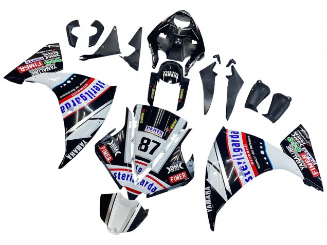 Yamaha YZF 1000 R1 Motorrad Verkleidung 2012-2014 - Glanzendes Schwarz Weiss Rot Fimer Yamalube Sterilgarda 87