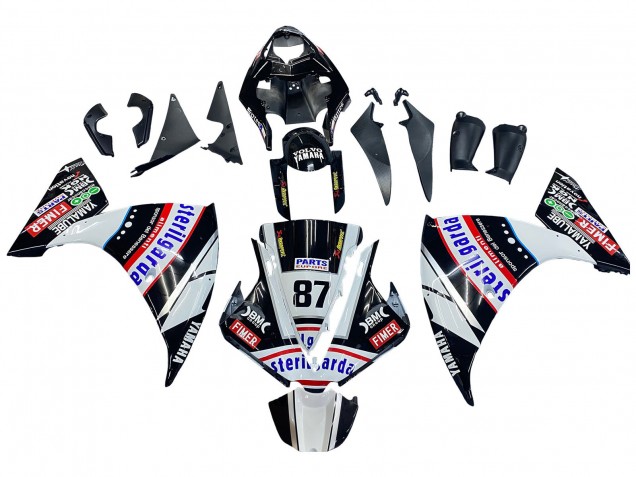 Yamaha YZF 1000 R1 Motorrad Verkleidung 2012-2014 - Glanzendes Schwarz Weiss Rot Fimer Yamalube Sterilgarda 87