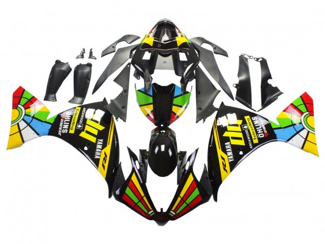 Yamaha YZF 1000 R1 Motorrad Verkleidung 2012-2014 - Glanzendes Schwarz Gelb Grun Blau Rot Farbrad