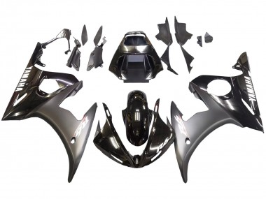 Yamaha YZF R6 Motorrad Verkleidung 2003-2004 - Glanzendes Schwarz Matt Schwarz Weiss Aufkleber