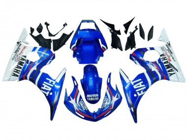Yamaha YZF R6 Motorrad Verkleidung 2003-2004 - Weiss Blau Fiat Motul Kastinee