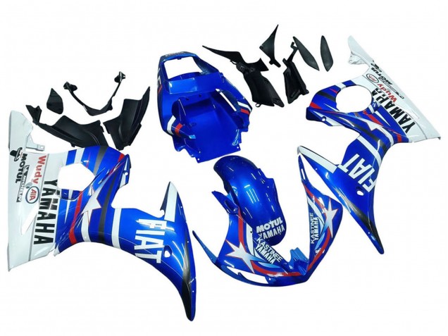 Yamaha YZF R6S Motorrad Verkleidung 2006-2009 - Weiss Blau Fiat Motul Kastinee