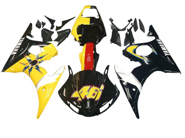 Yamaha YZF R6S Motorrad Verkleidung 2006-2009 - Gelb Rot Glanzendes Schwarz 46