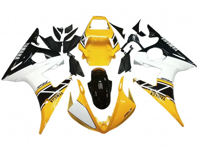 Yamaha YZF R6S Motorrad Verkleidung 2006-2009 - Gelb Weiss Glanzendes Schwarz