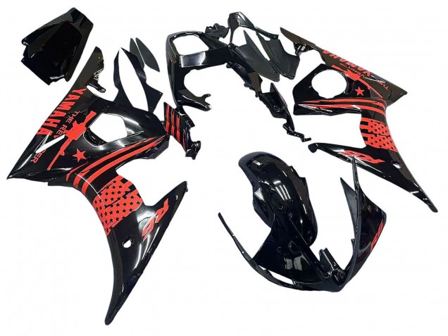 Yamaha YZF R6S Motorrad Verkleidung 2006-2009 - Glanzendes Schwarz Rot