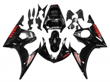Yamaha YZF R6 Motorrad Verkleidung 2003-2004 - Glanzendes Schwarz Rot