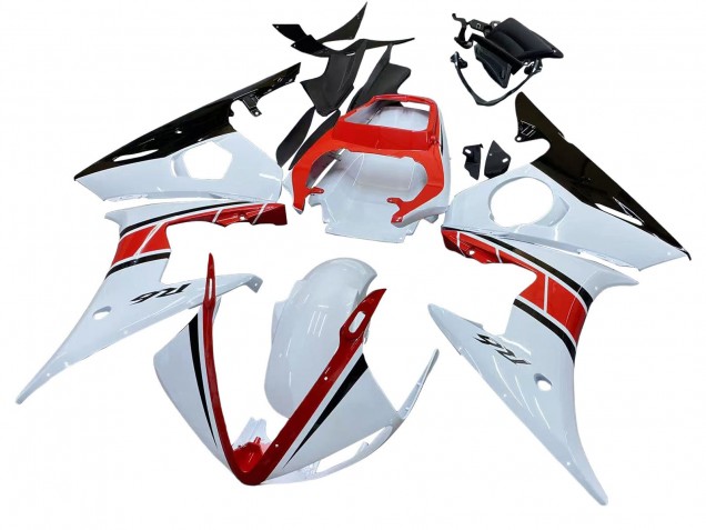 Yamaha YZF R6 Motorrad Verkleidung 2003-2004 - Weiss Rot Glanzendes Schwarz