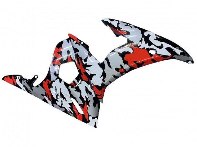 Yamaha YZF R6 Motorrad Verkleidung 2003-2004 - Schwarz Rot Grau Camouflage