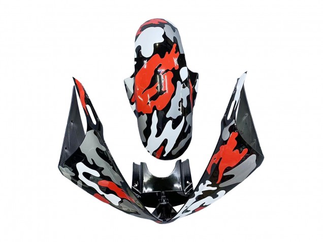 Yamaha YZF R6S Motorrad Verkleidung 2006-2009 - Schwarz Rot Grau Camouflage