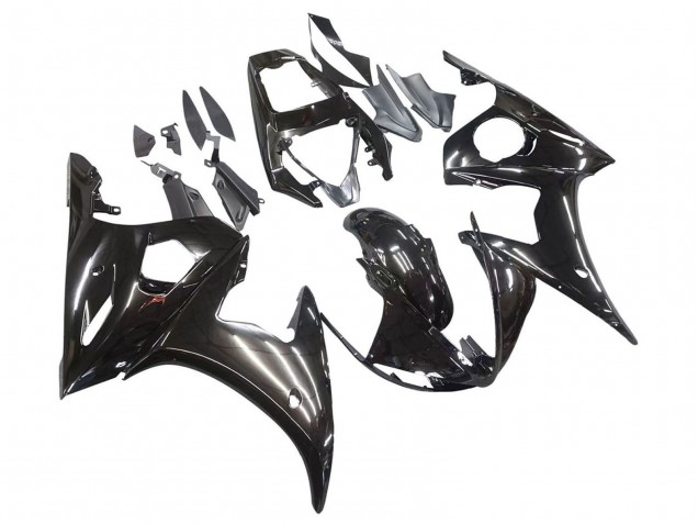 Yamaha YZF R6S Motorrad Verkleidung 2006-2009 - Glanzendes Schwarz