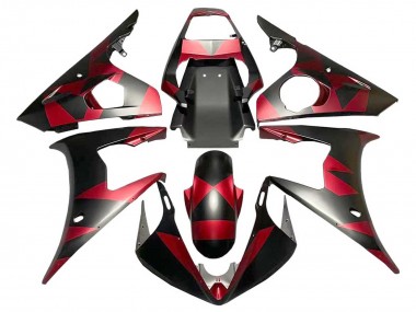 Yamaha YZF 600 R6 Motorrad Verkleidung 2005 - Matt Schwarz Rot Geometric
