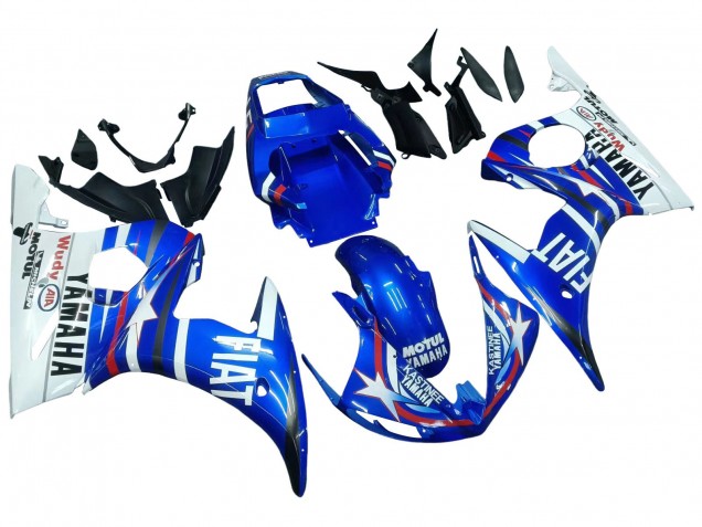 Yamaha YZF 600 R6 Motorrad Verkleidung 2005 - Blau Weiss Rot Motul Michelin Fiat
