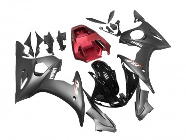 Yamaha YZF 600 R6 Motorrad Verkleidung 2005 - Matt Schwarz Glanzendes Schwarz Grau Rot