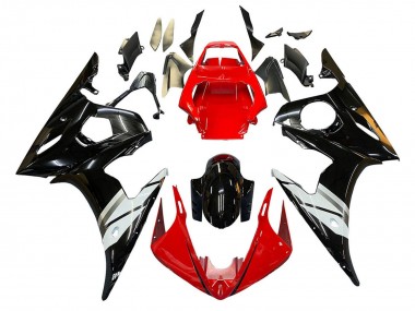 Yamaha YZF 600 R6 Motorrad Verkleidung 2005 - Rot Weiss Glanzendes Schwarz