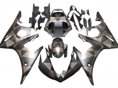 Yamaha YZF 600 R6 Motorrad Verkleidung 2005 - Matt Schwarz Grau Geometric