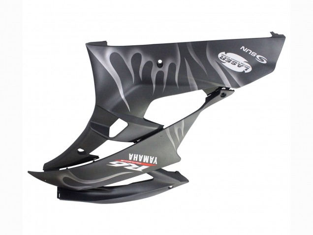 Yamaha YZF 600 R6 Motorrad Verkleidung 2006-2007 - Matt Schwarz Silber Flamme
