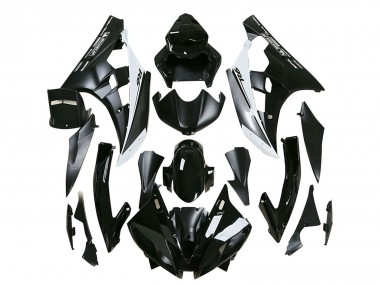 Yamaha YZF 600 R6 Motorrad Verkleidung 2006-2007 - Glanzendes Schwarz Matt Schwarz Weiss Motul Michelin