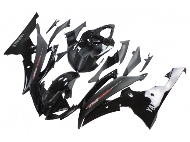 Yamaha YZF 600 R6 Motorrad Verkleidung 2008-2016 - Glanzendes Schwarz Matt Schwarz