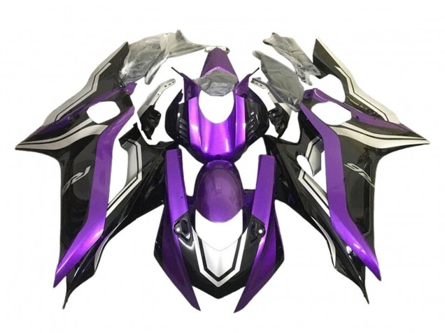 Yamaha YZF 600 R6 Motorrad Verkleidung 2017-2023 - Silber Lila Glanzendes Schwarz