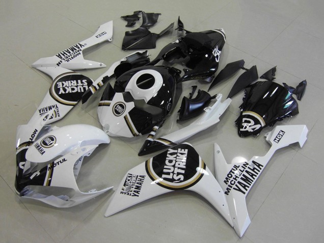 Yamaha YZF R1 Motorrad Verkleidung 2007-2008 - Weiss Schwarz Lucky Strike