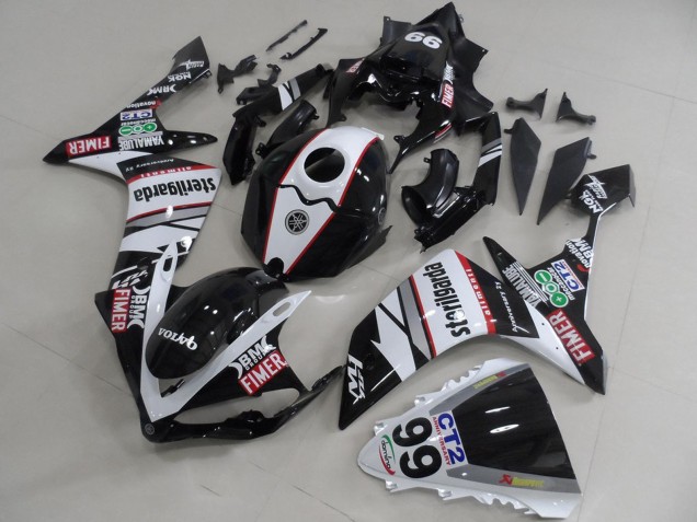 Yamaha YZF R1 Motorrad Verkleidung 2007-2008 - Weiss Schwarz Rot Volvo Fimer Sterilgarda