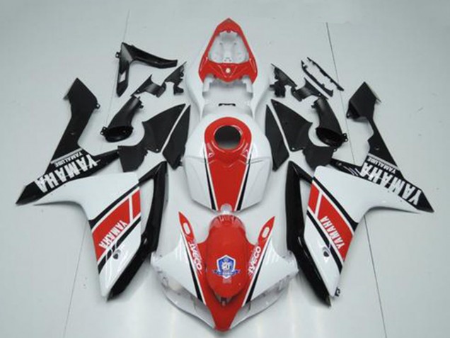 Yamaha YZF R1 Motorrad Verkleidung 2007-2008 - Weiss Rot Glanzendes Schwarz