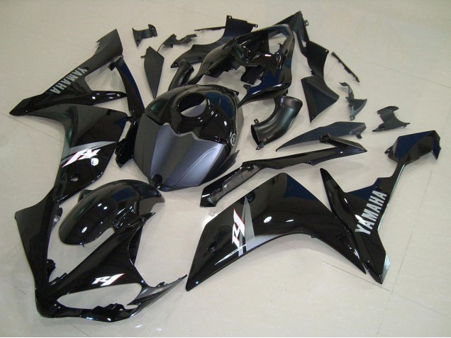 Yamaha YZF R1 Motorrad Verkleidung 2007-2008 - Glanzendes Schwarz Matt Schwarz Weiss Aufkleber