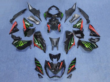 Kawasaki Z800 Motorrad Verkleidung 2013-2018 - Schwarz Rot Grun Kohlefaser