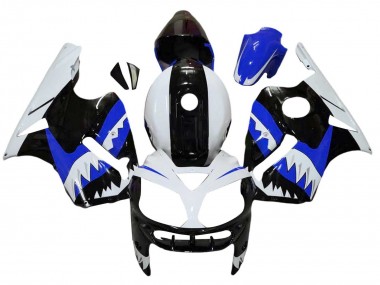 Kawasaki ZX12R Motorrad Verkleidung 2002-2006 - Weiss Blau Schwarz Hai