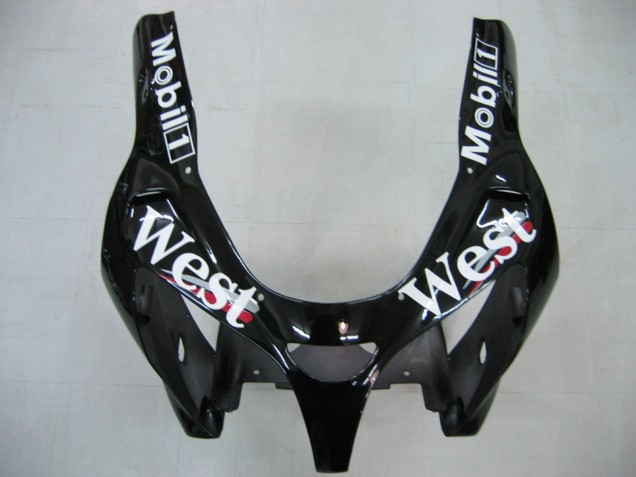 Kawasaki ZX9R Motorrad Verkleidung 2000-2001 - Glanzendes Schwarz Weiss West
