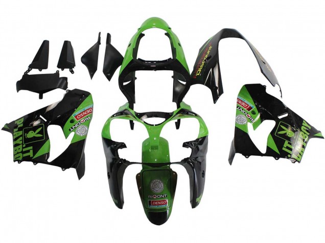 Kawasaki ZX9R Motorrad Verkleidung 2000-2001 - Grun Schwarz Playboy Denso