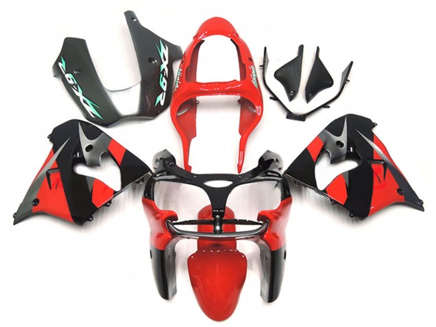 Kawasaki ZX9R Motorrad Verkleidung 2000-2001 - Rot Schwarz