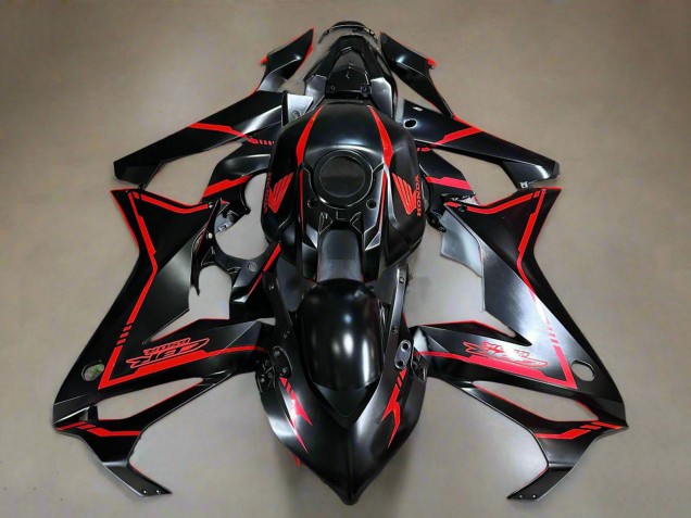 Honda CBR650R Motorrad Verkleidung 2021-2023 - Glanzendes Schwarz Rot Streifen