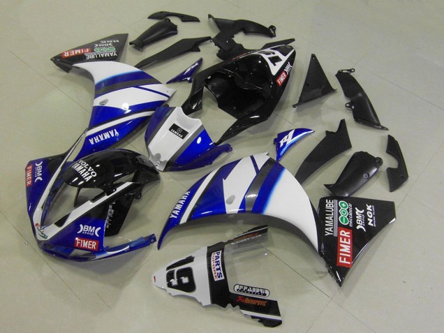 Yamaha YZF R1 Motorrad Verkleidung 2009-2011 - Weiss Blau Schwarz Fimer Yamalube
