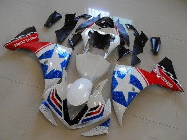 Yamaha YZF R1 Motorrad Verkleidung 2009-2011 - Weiss Blau Rot Schwarz Ducati Stern Stil