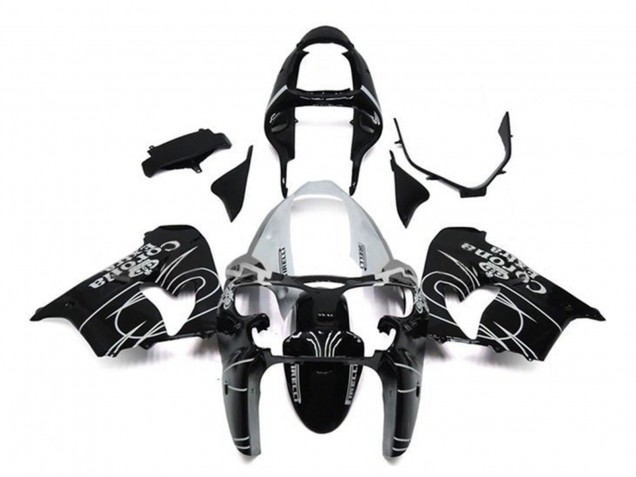 Kawasaki ZX9R Motorrad Verkleidung 2002-2003 - Glanzendes Schwarz Weiss Corona Extra