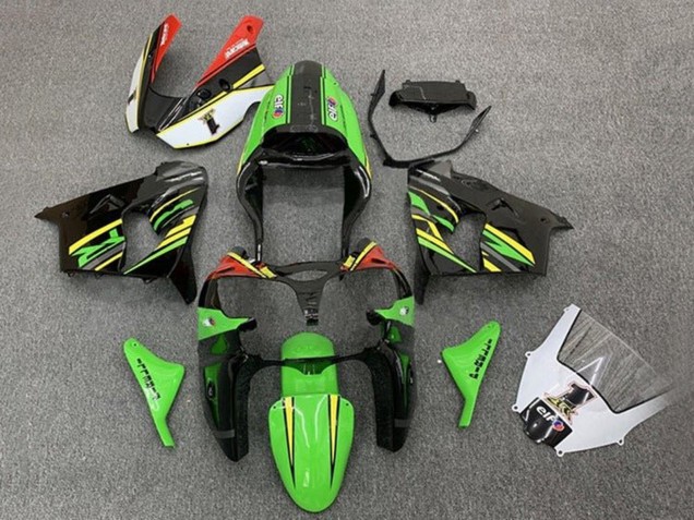 Kawasaki ZX9R Motorrad Verkleidung 2002-2003 - Grun Schwarz Gelb Orange